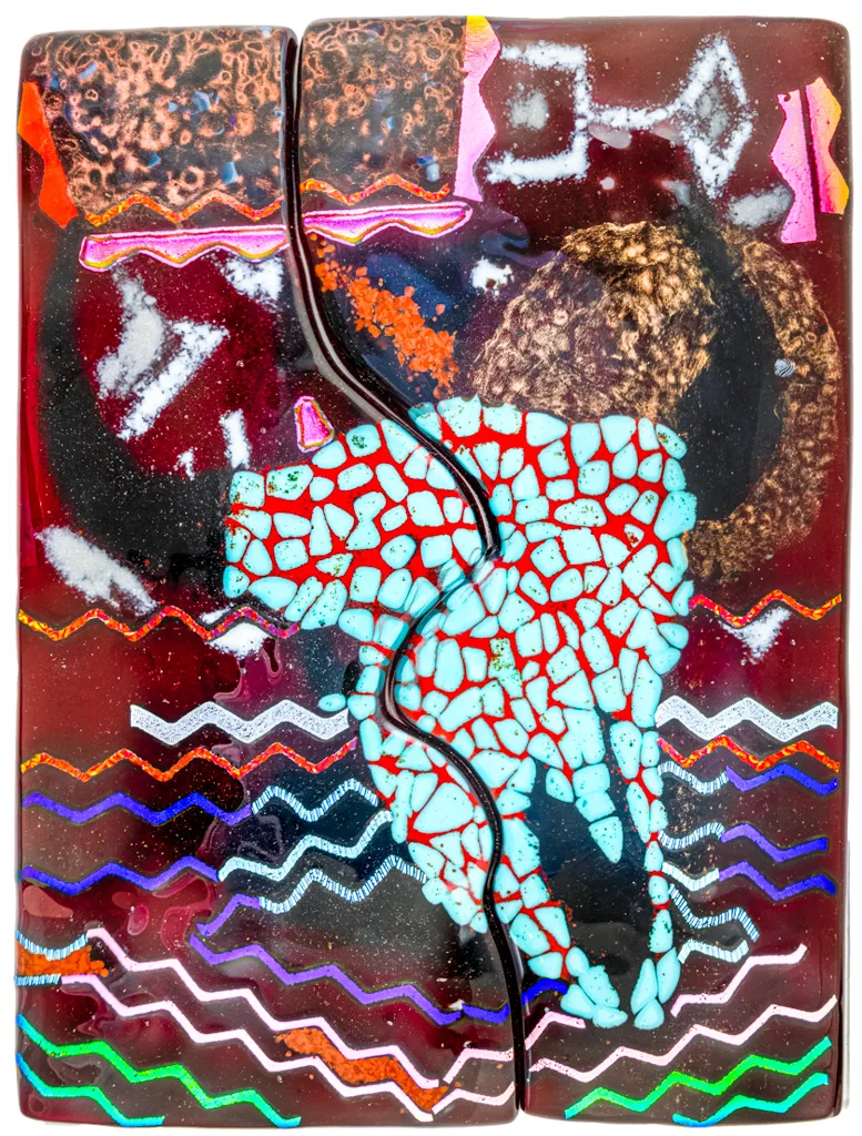 Nancy Byers fused glass art pieces on display
